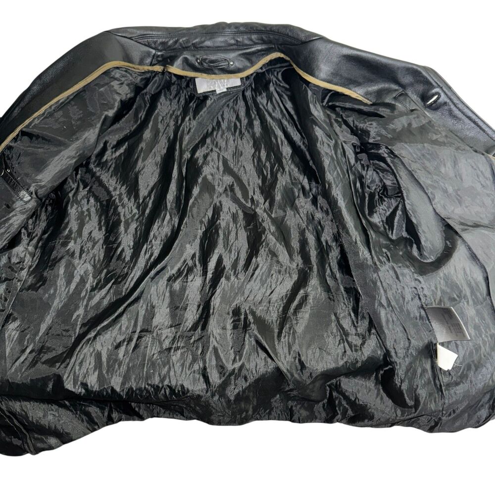 M. Julian Wilsons Mens‎ Black Leather Collared Button Front Jacket Size Large - Picture 3 of 7